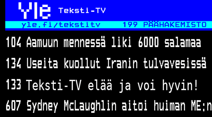 YLEn teksti-tv:n etusivu